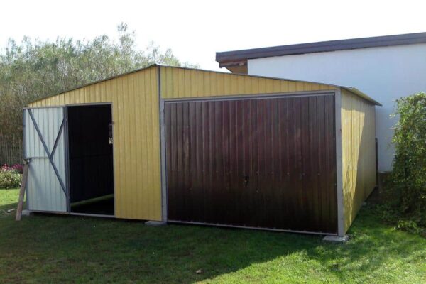 Plechová garáž 6x5 m - žlutá