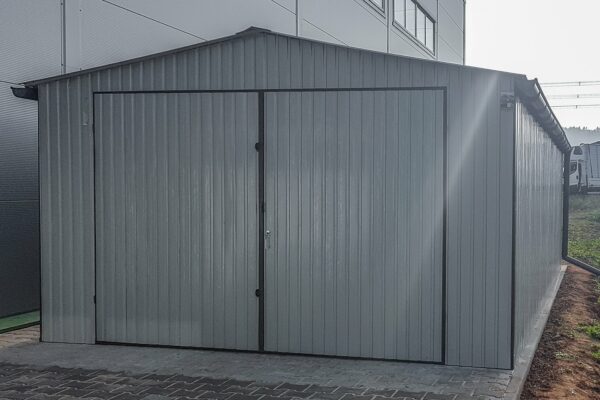Plechová garáž 4x7m - stříbrný