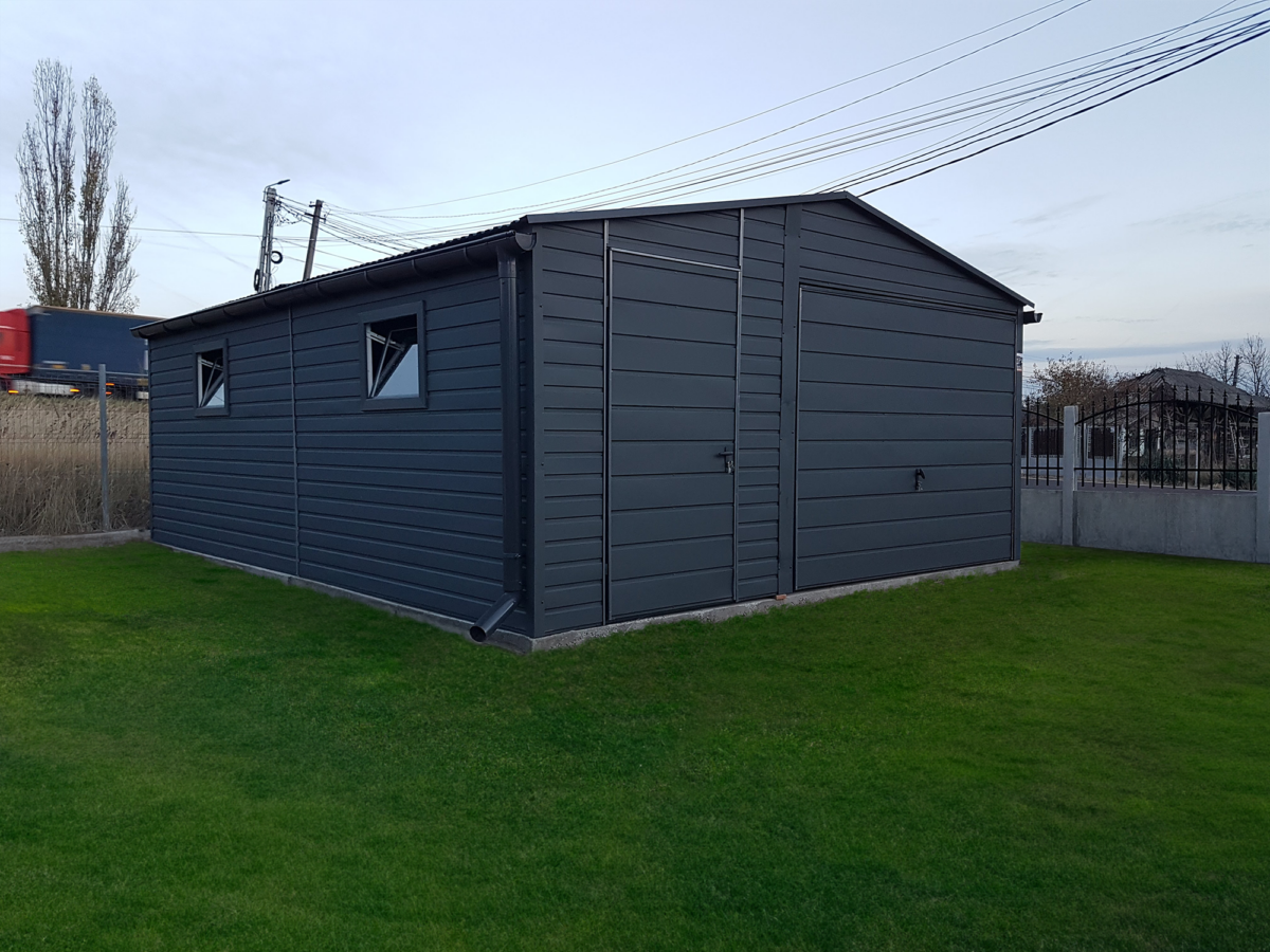 2 1 - Plechová garáž 5x6,5 m – grafit tmavý matný