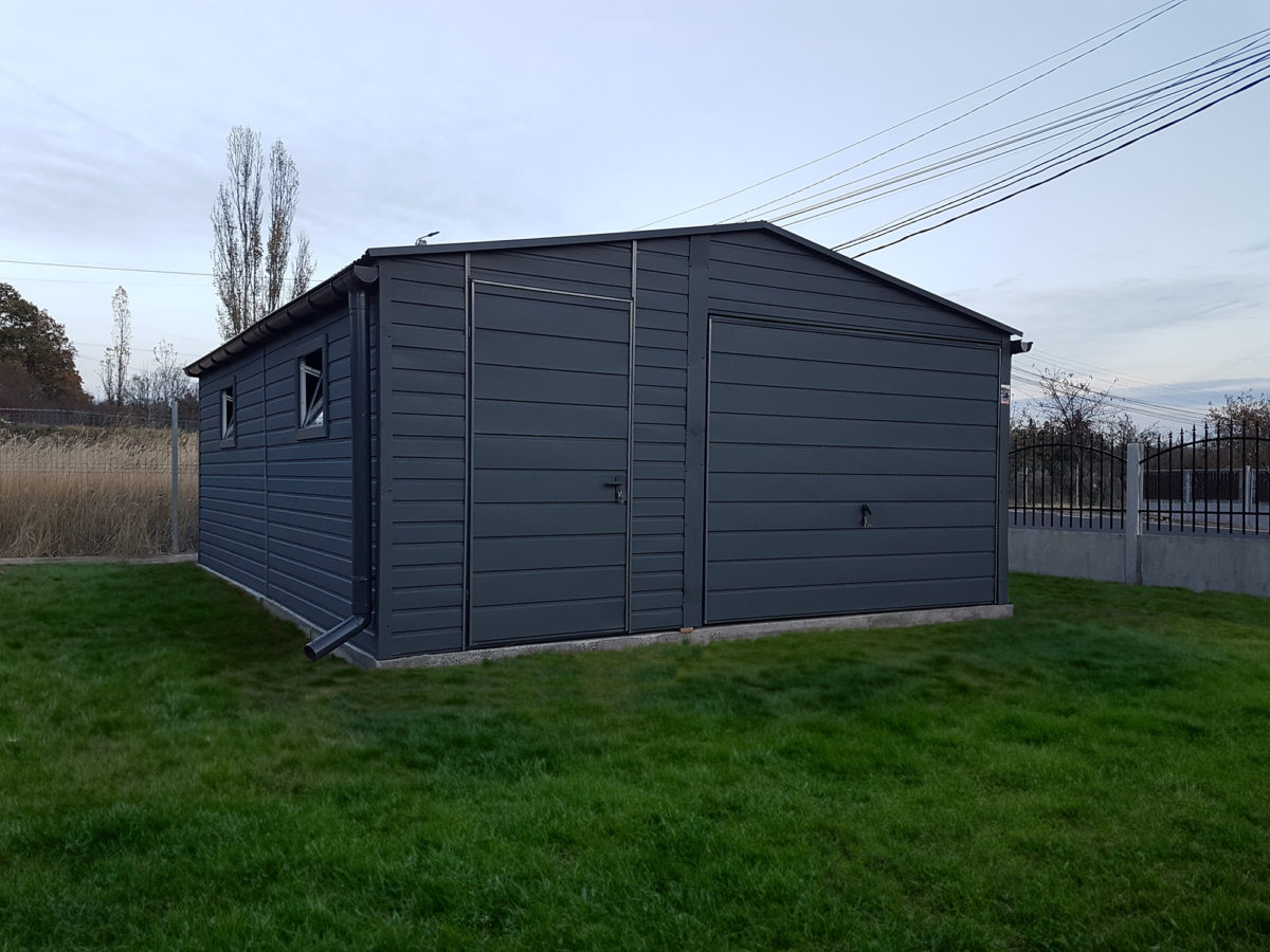 3 1 - Plechová garáž 5x6,5 m – grafit tmavý matný